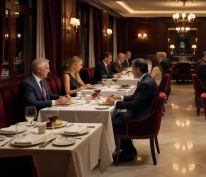 Restaurante luminoso y sala de poker elegante con comensales disfrutando en Mesaymazo.